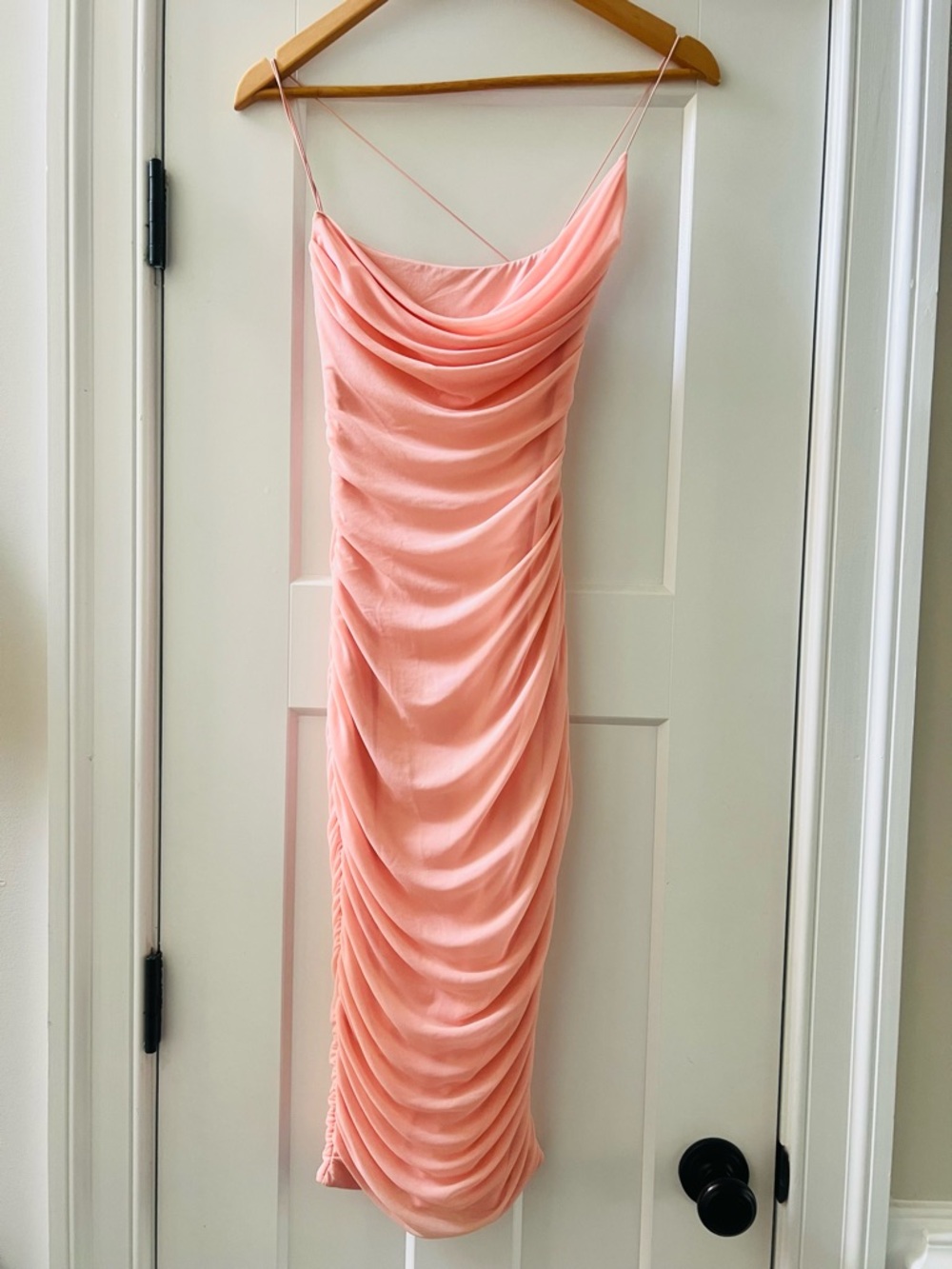 Oh Polly Blush Pink Ruched Bodycon Dress Size 2